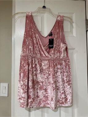 Torrid Dusty Rose Crushed Velvet Babydoll Tank Size 1